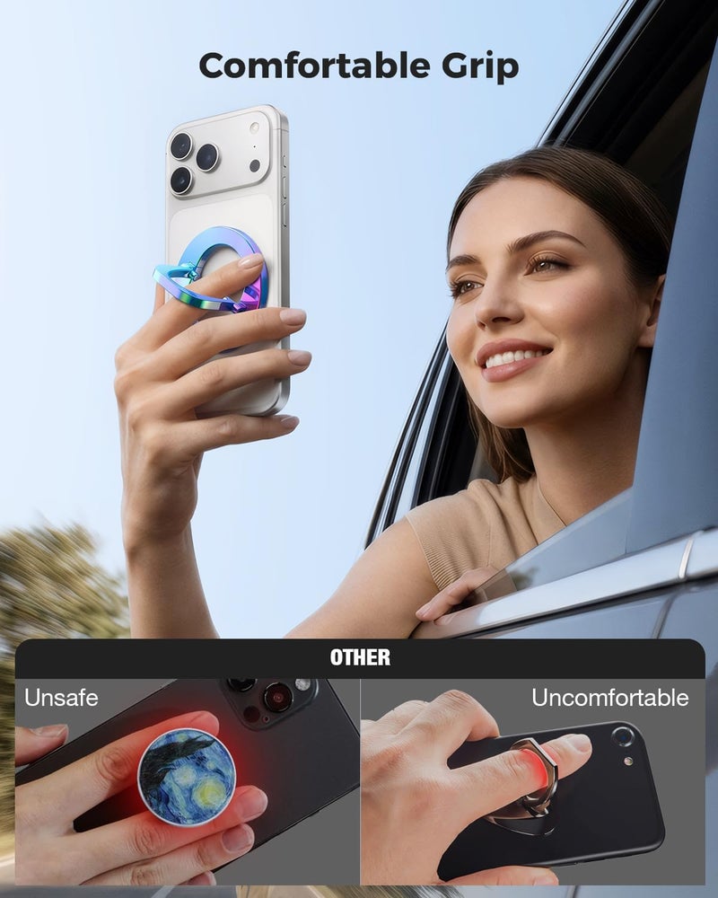 SUPERONE for MagSafe Phone Grip, Stylish Cool Magnetic Ring Holder with Adjustable Stand, Removable MagSafe Accessories Only for iPhone 12/13/14/15/16/17 Series & Fits Magnetic Case - Colorful - Image 3